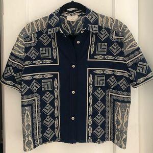Billy Reid Wide Cropped Bandana Button Down Collar